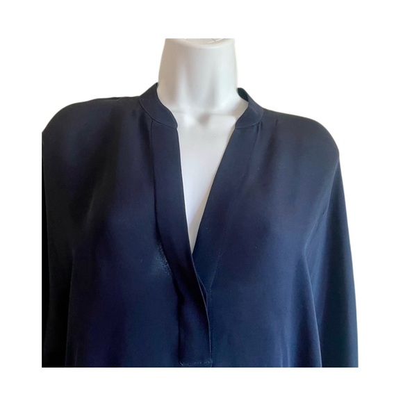 Vince Navy Blue Silk Popover Blouse - Picture 3 of 4